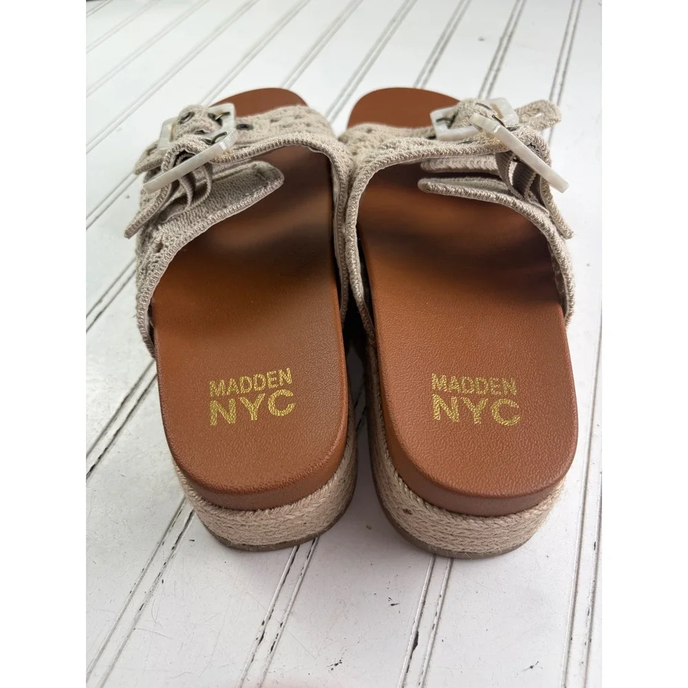 Madden NYC Vintage Crochet Espadrille Platform Slide Sandals Women's Size 7.5